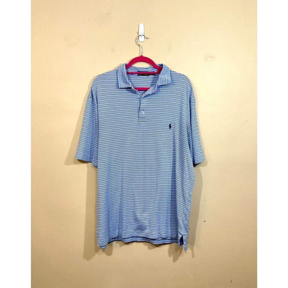 Polo Ralph Lauren Mens Striped Polo Shirt XLT Blue Preppy Classic Old Money